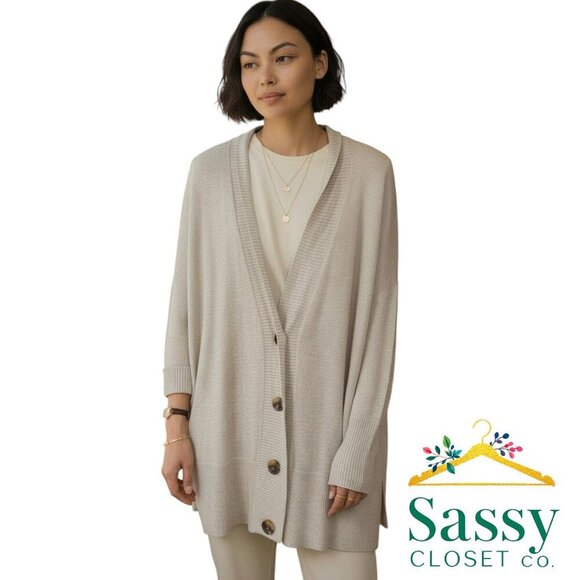 Chelsea28 Sweaters - Chelsea28 Oatmeal Heather Oversized Button Cardigan Brown Buttons M/L NWOT